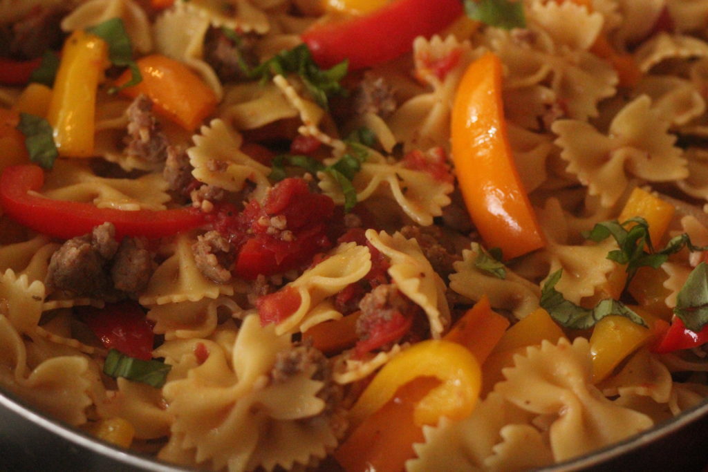 italian sausage and pepper pasta skillet