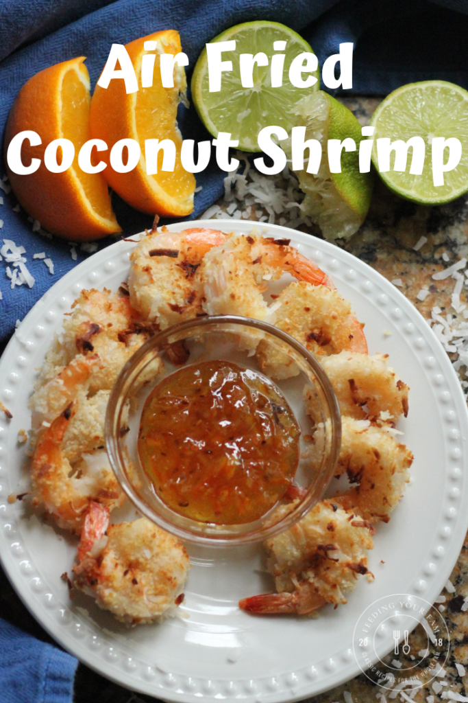 Air Fried Coconut Shrimp cooked to golden brown, served with an Orange Lime Dipping Sauce. 