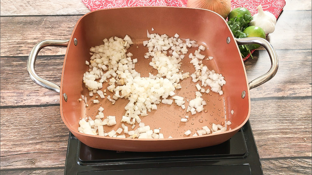 onions and garlic in a pan