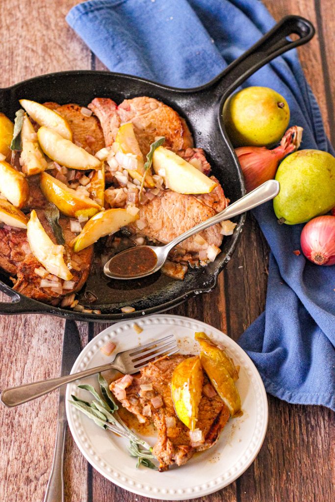 Easy Pan Seared Pork Chops with Pears Feeding Your Fam
