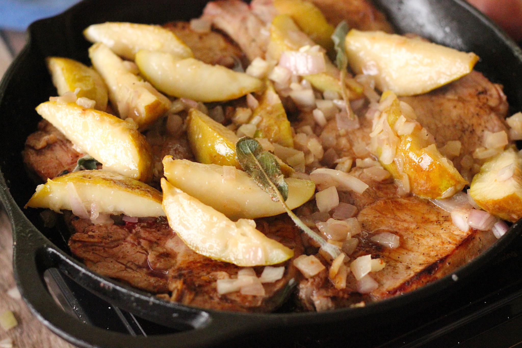 Easy Pan Seared Pork Chops With Pears Feeding Your Fam