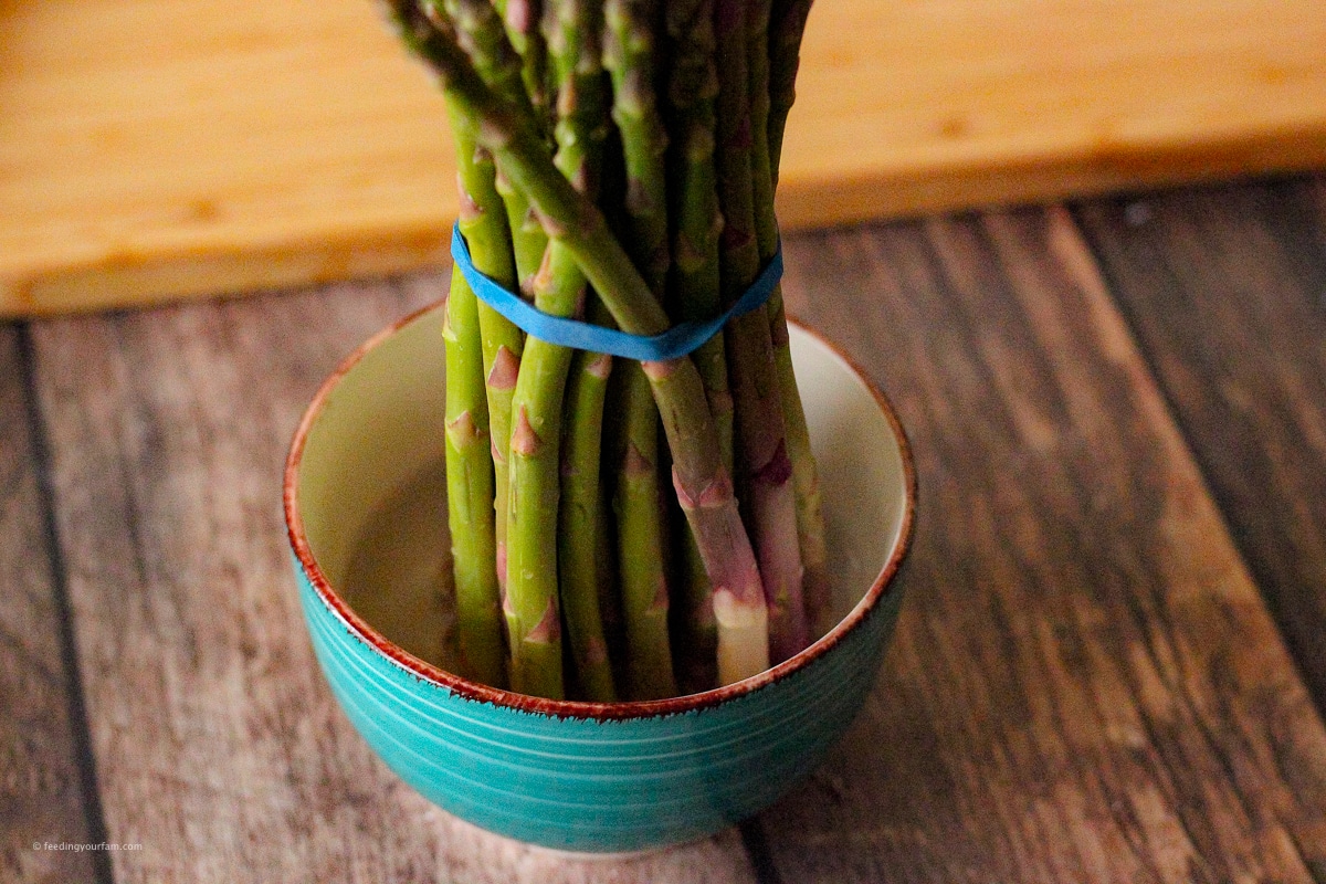 asparagus in a bowl of water