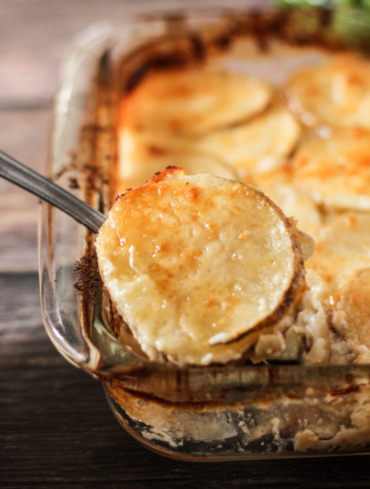 spoonful of scalloped potatoes