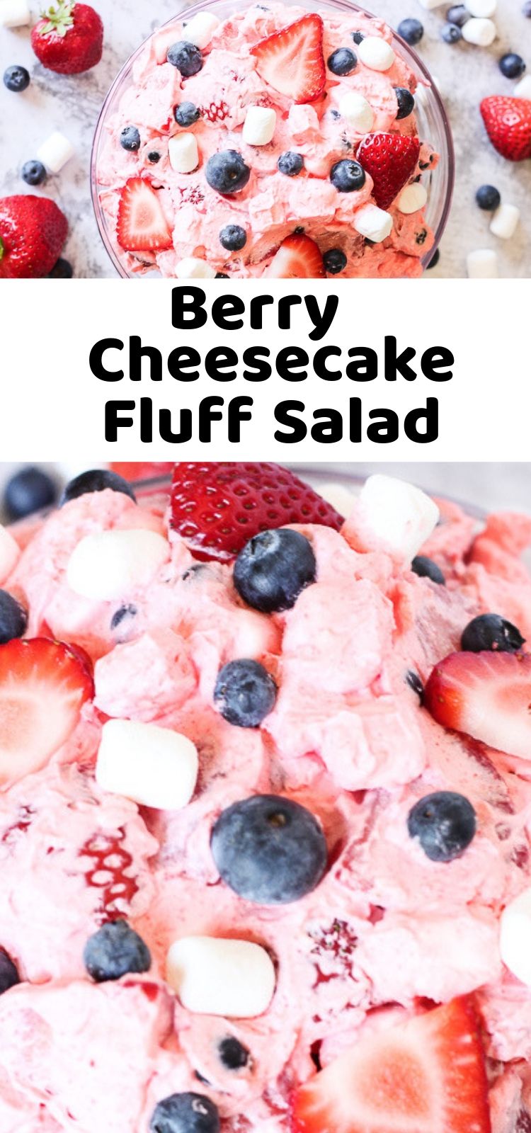 fluff salad with berries and marshmallows