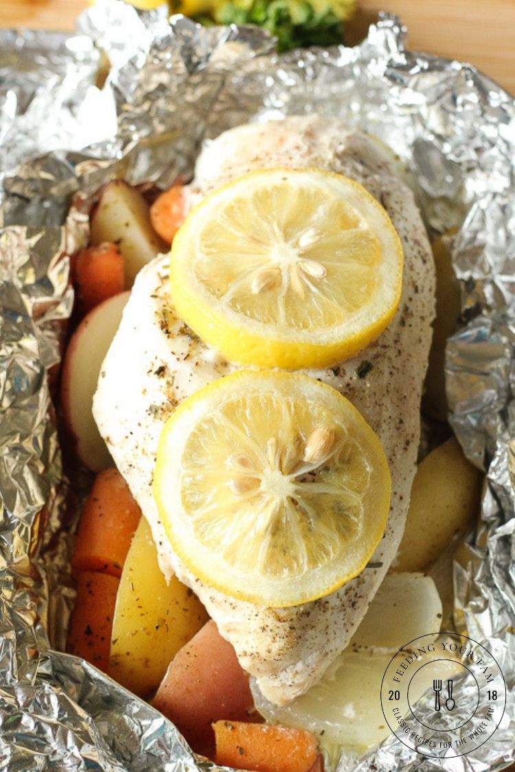 cooked chicken foil dinner