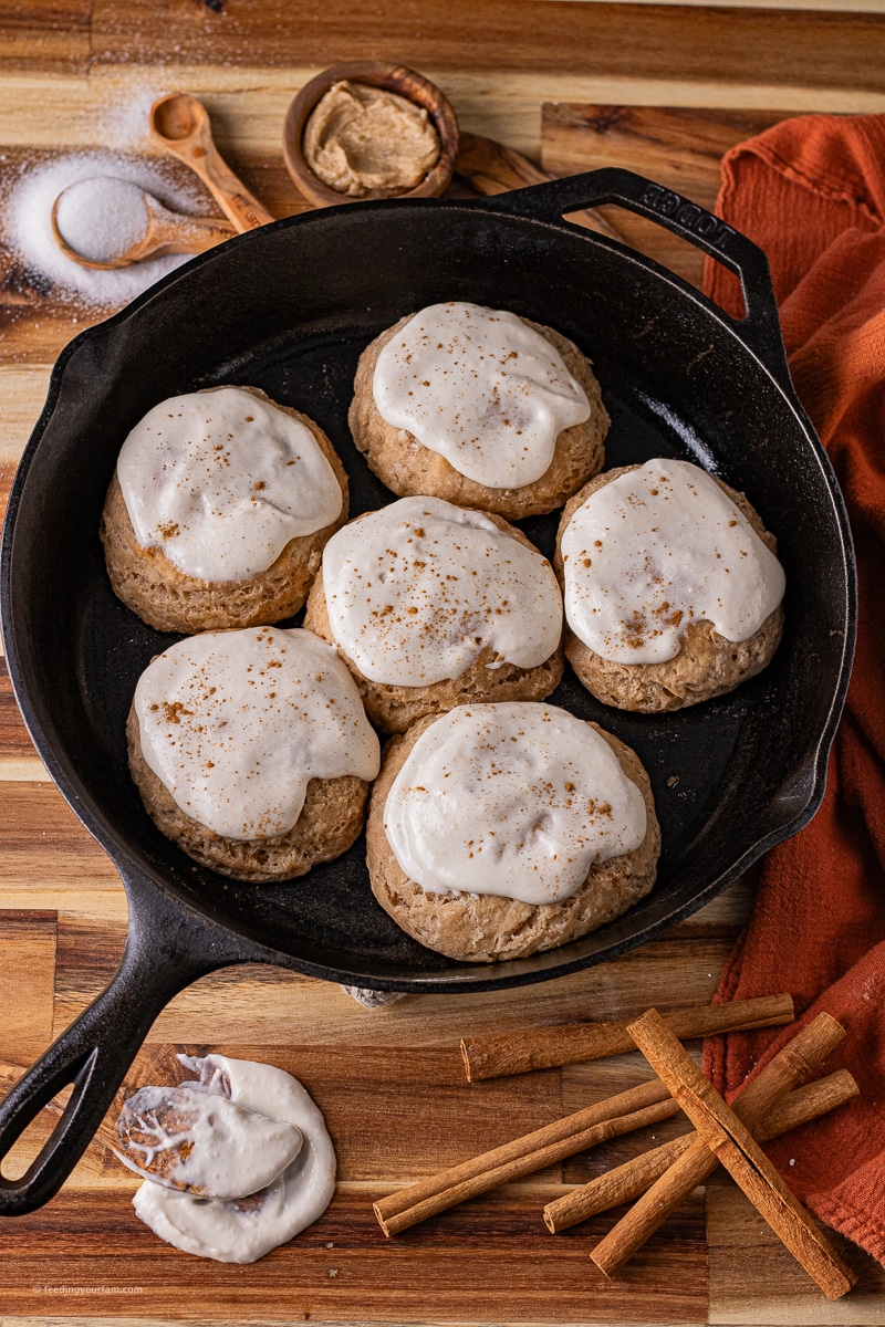 cinnamon buttermilk biscuits with a cream cheese frosting