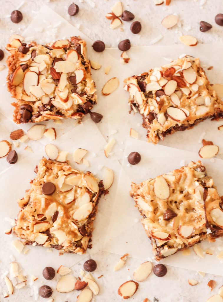 magic cookie bars on a white background