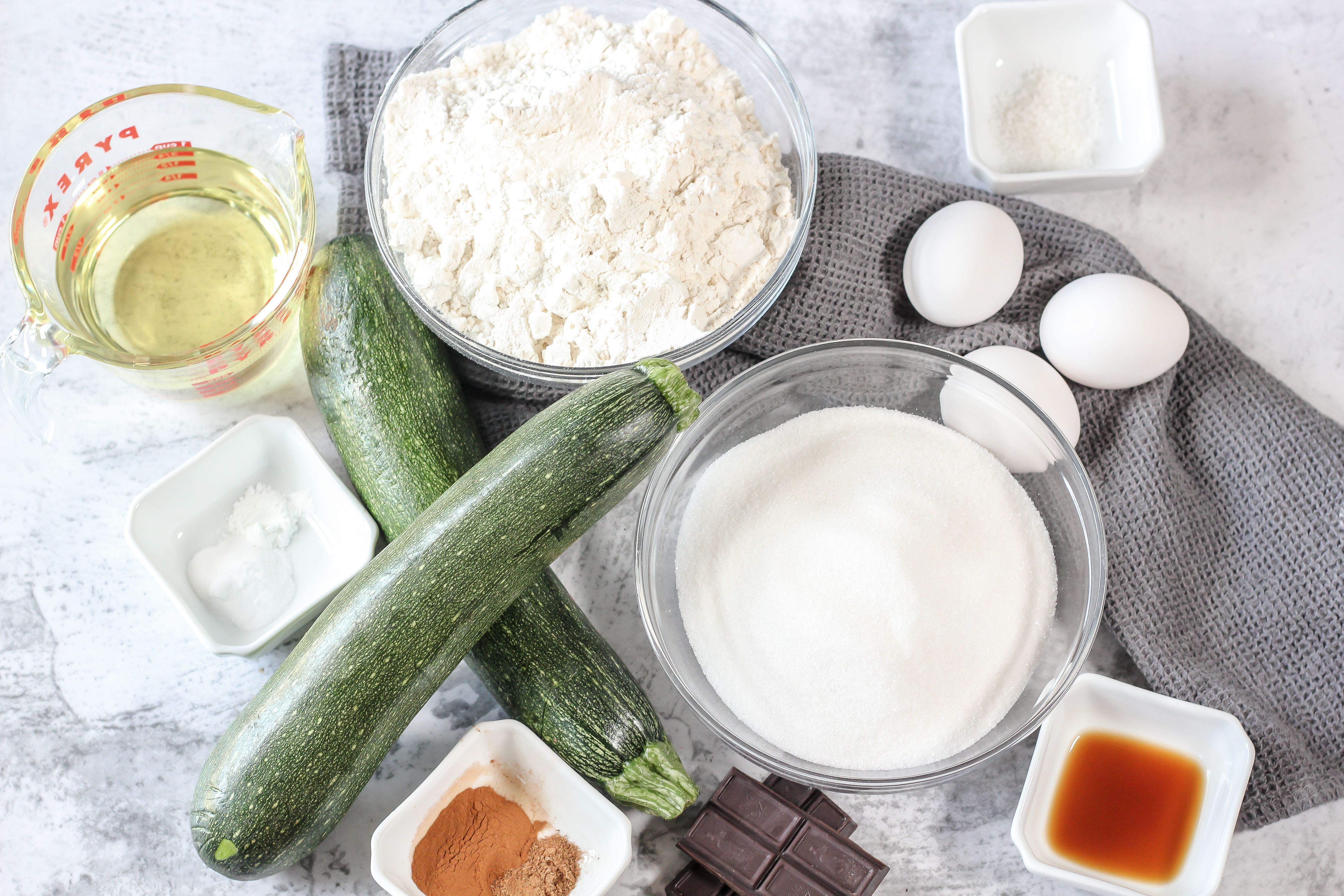 ingredients for chocolate zucchini bread