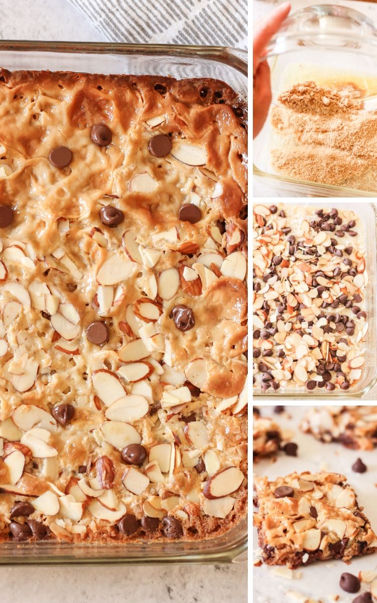 collage of how to make magic cookie bars