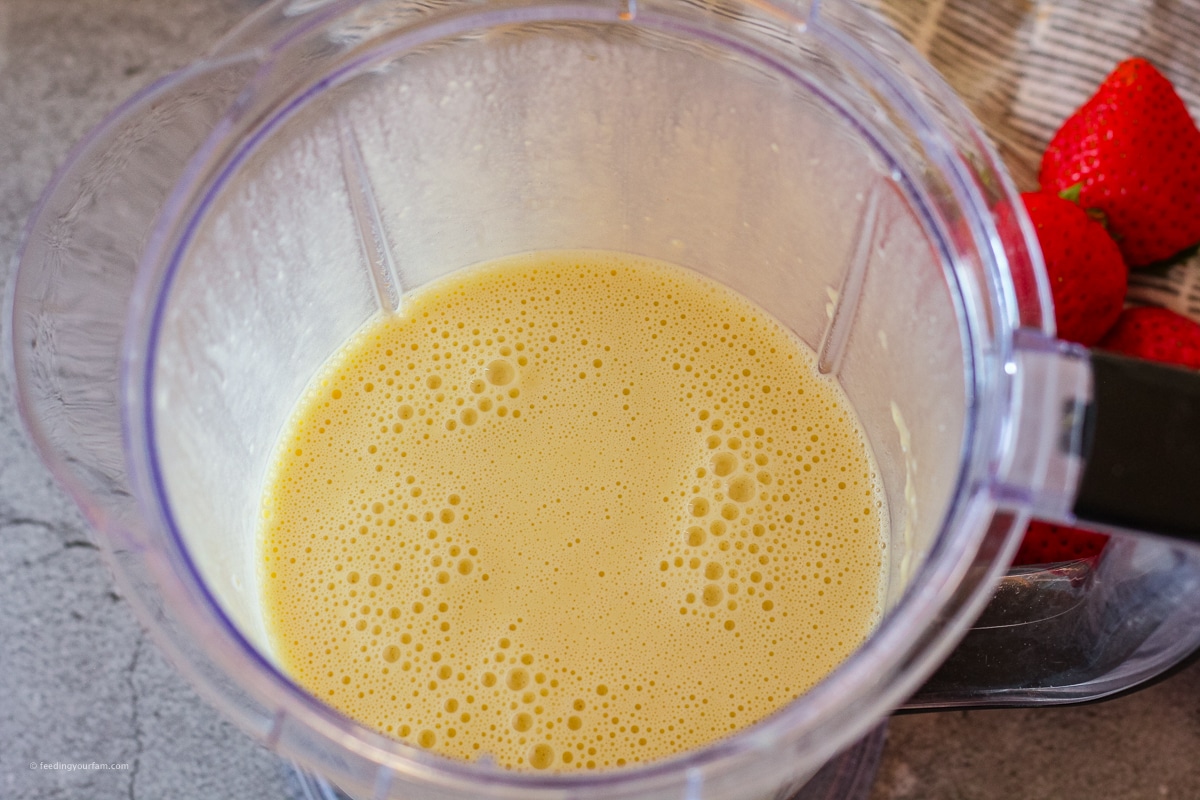 batter for puffy pancakes in a blender container