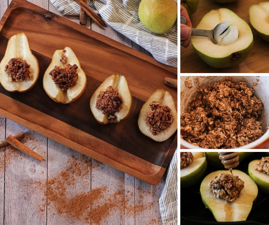 baked pears collage