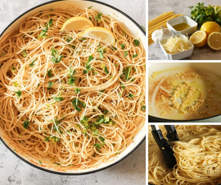 steps to make lemon garlic spaghetti