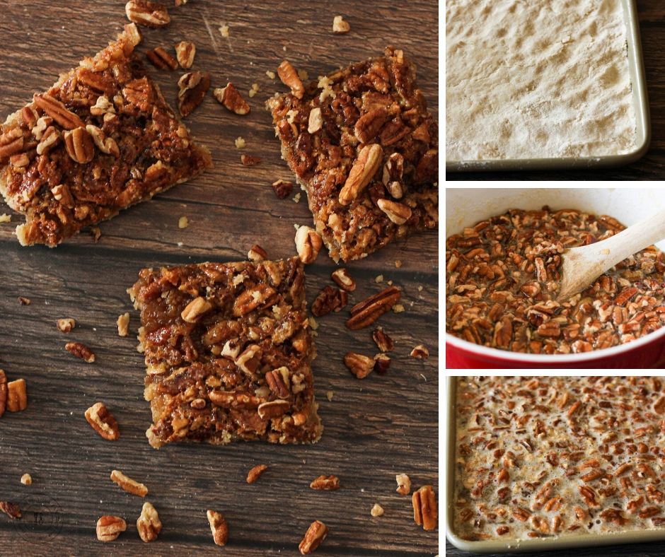 how to make pecan pie bars collage