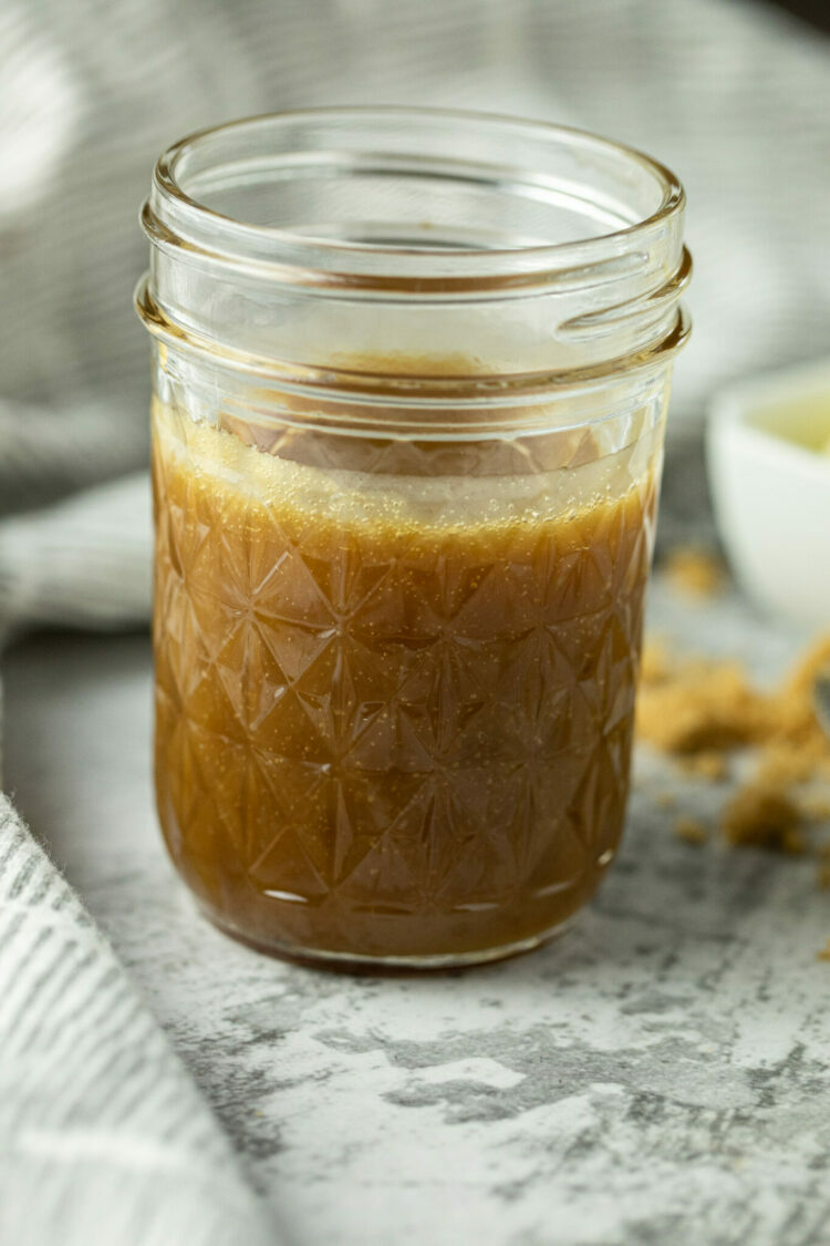 jar of homemade caramel sauce