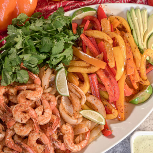 Easy Sheet Pan Shrimp Fajitas-20 minutes - Feeding Your Fam