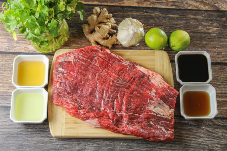 ingredients for flank steak marinade. 