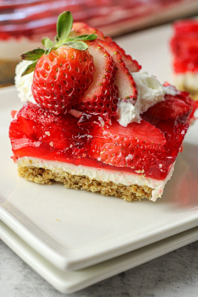 strawberry pretzel salad side view