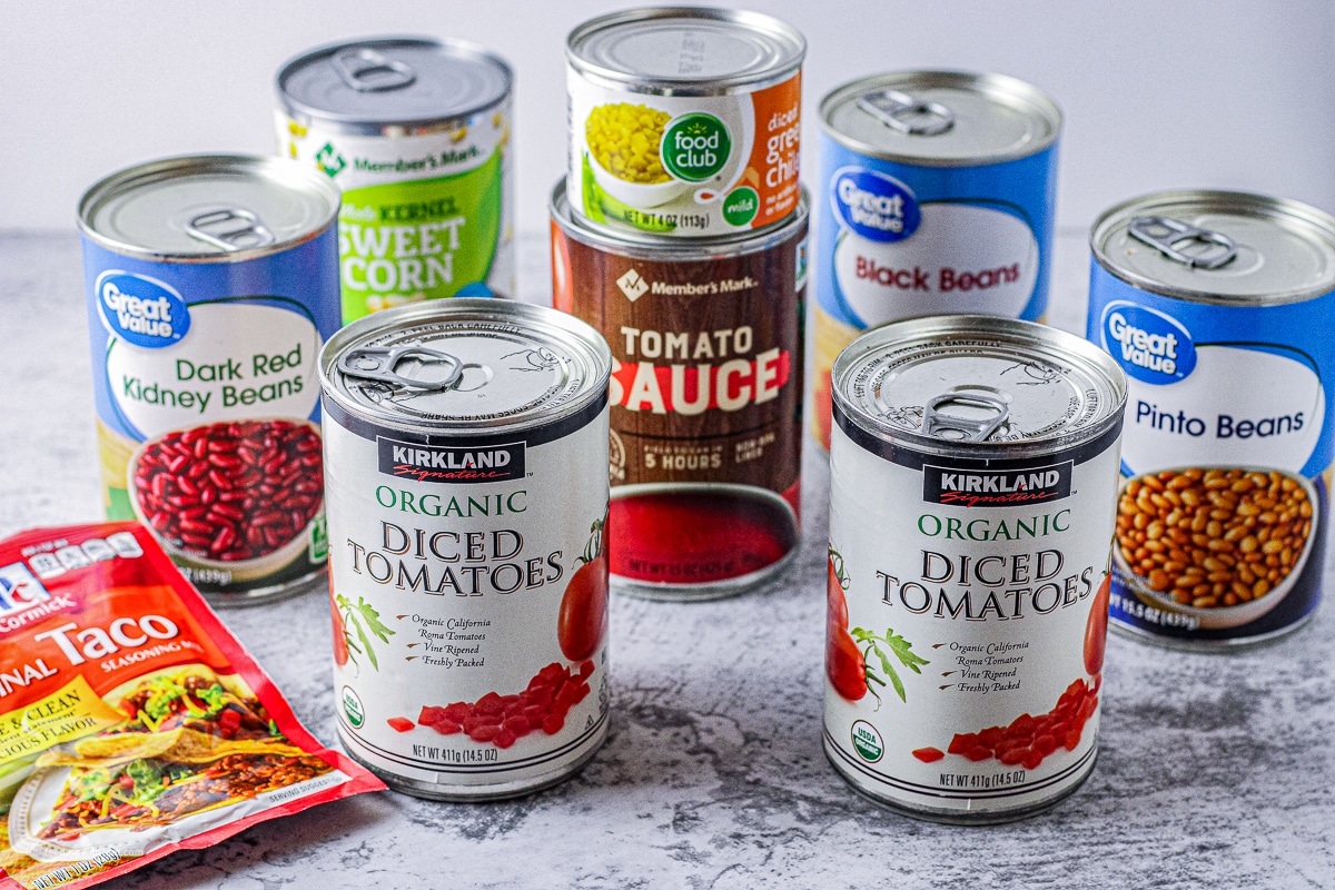 cans of beans and tomatoes to make 8 can taco soup recipe