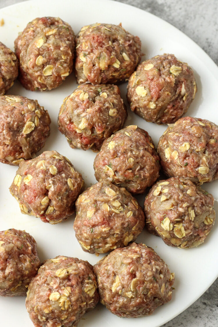 rolled uncooked meatballs