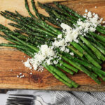 roasted asparagus topped with feta cheese