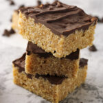 stack of peanut butter chocolate rice krispies