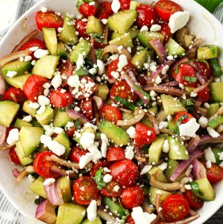 Easy Cucumber Tomato Feta Salad Recipe - Feeding Your Fam