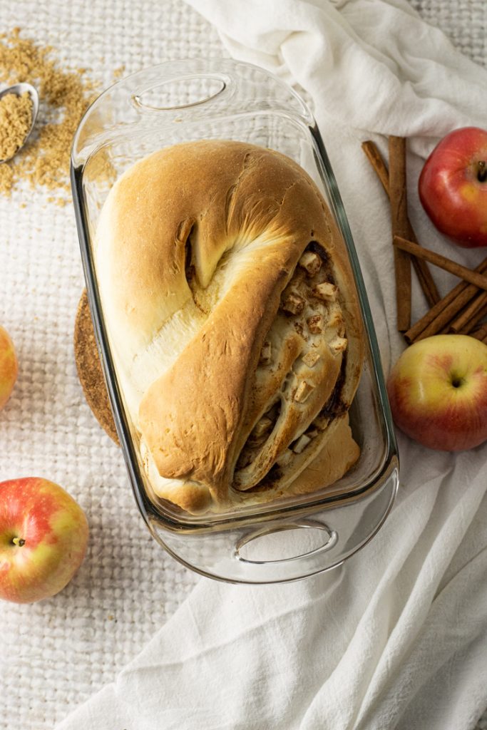 loaf of apple stuffed cinnamon bread