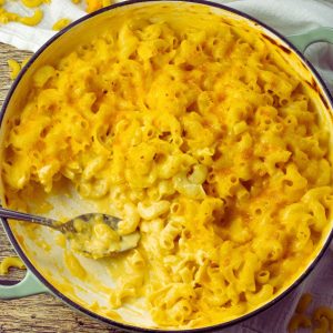 creamy mac and cheese in a large skillet