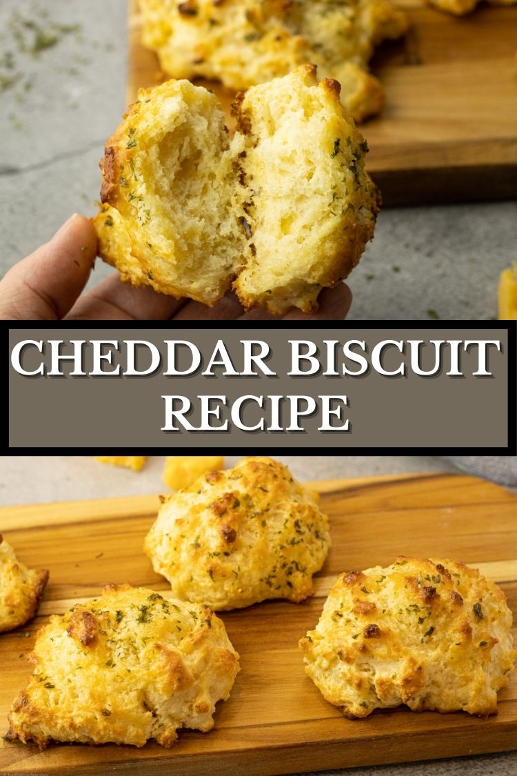 splitting open a cheesy biscuit