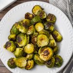roasted brussel sprouts on a white plate