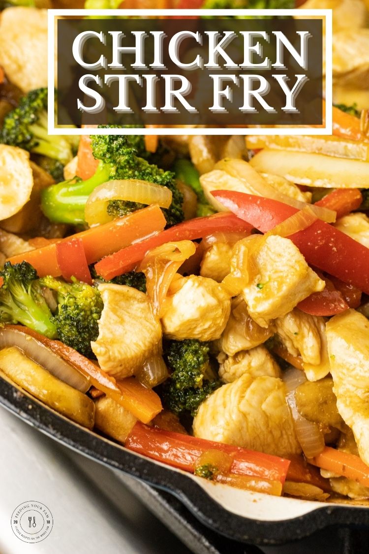 Easy chicken and vegetable stir fry is loaded with chicken, fresh veggies and coated in a simple stir fry sauce. 