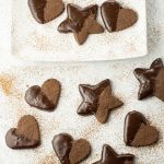 dipped chocolate cookies in heart and star shapes