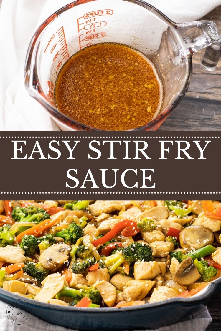 Stir Fry Sauce is rich and delicious, made with simple ingredients that you probably already have in your kitchen. Perfect for topping cooked chicken and veggies!