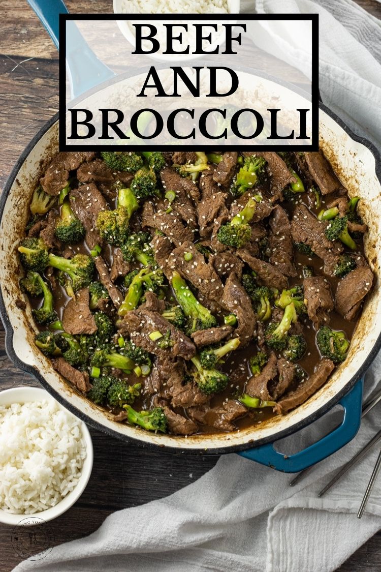big pan of broccoli beef