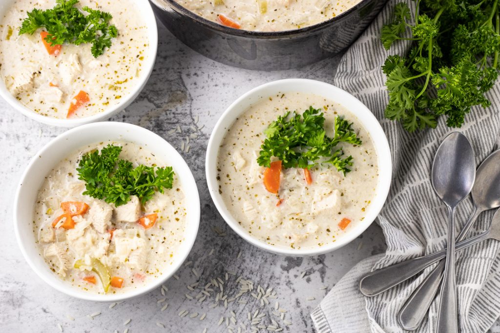 Easy Creamy Chicken and Rice Soup - Feeding Your Fam