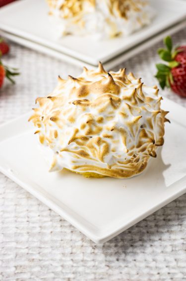 small baked alaska on a white plate