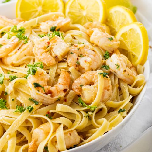 Easy Lemon Garlic Shrimp Pasta - Feeding Your Fam