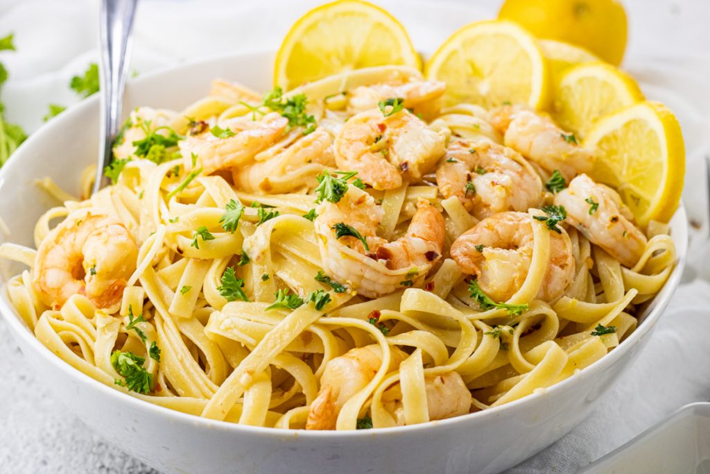 Easy Lemon Garlic Shrimp Pasta - Feeding Your Fam