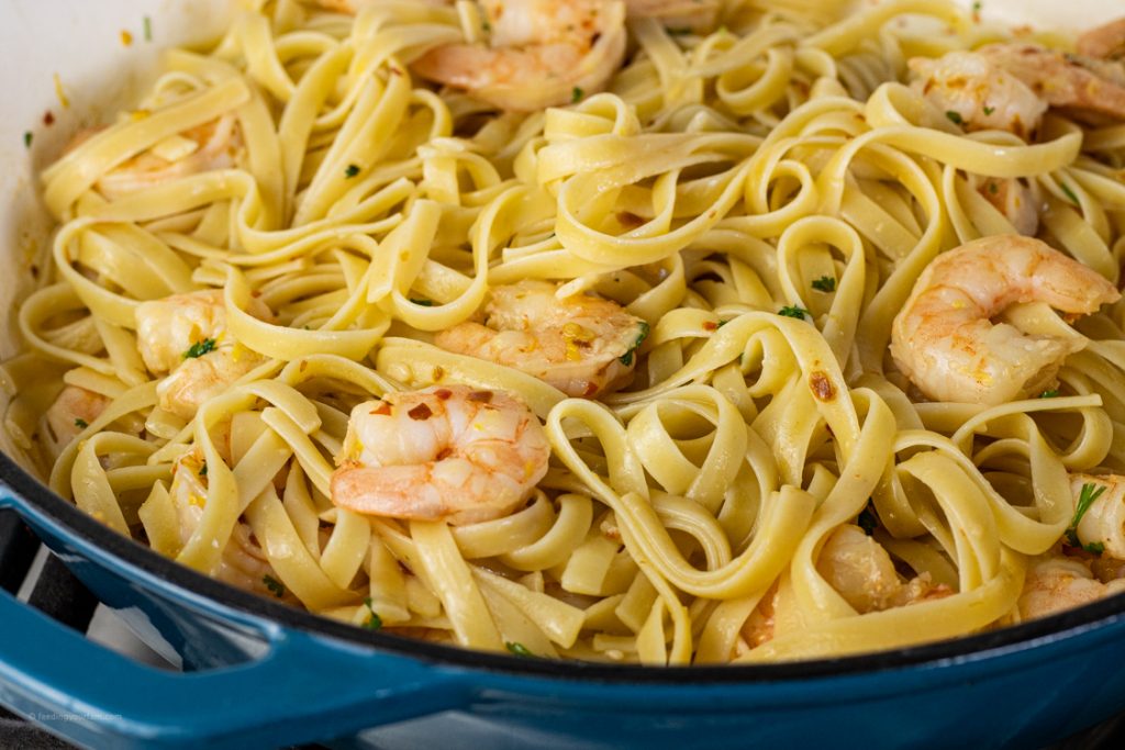 Easy Lemon Garlic Shrimp Pasta - Feeding Your Fam
