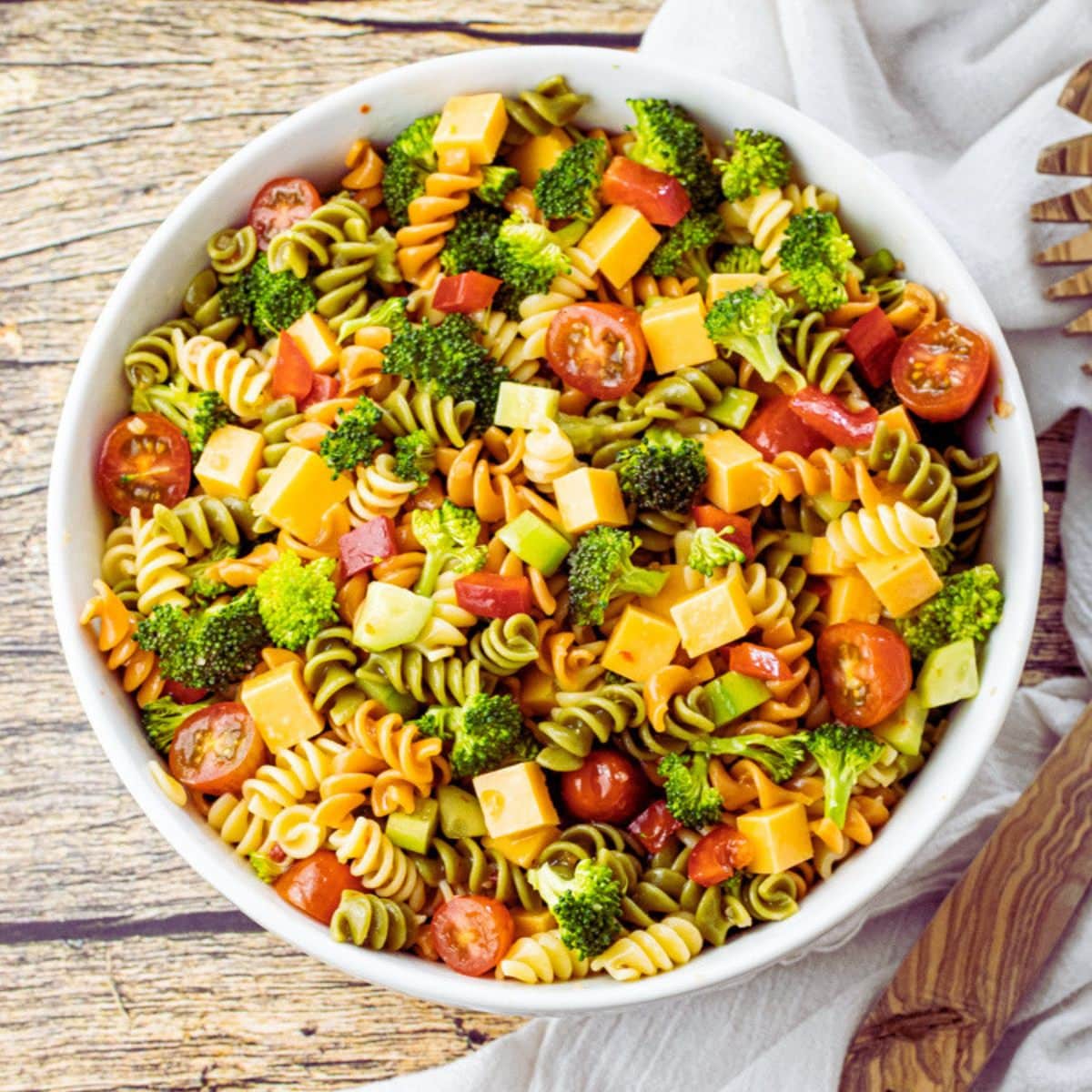 pasta salad with vegetables and cheese