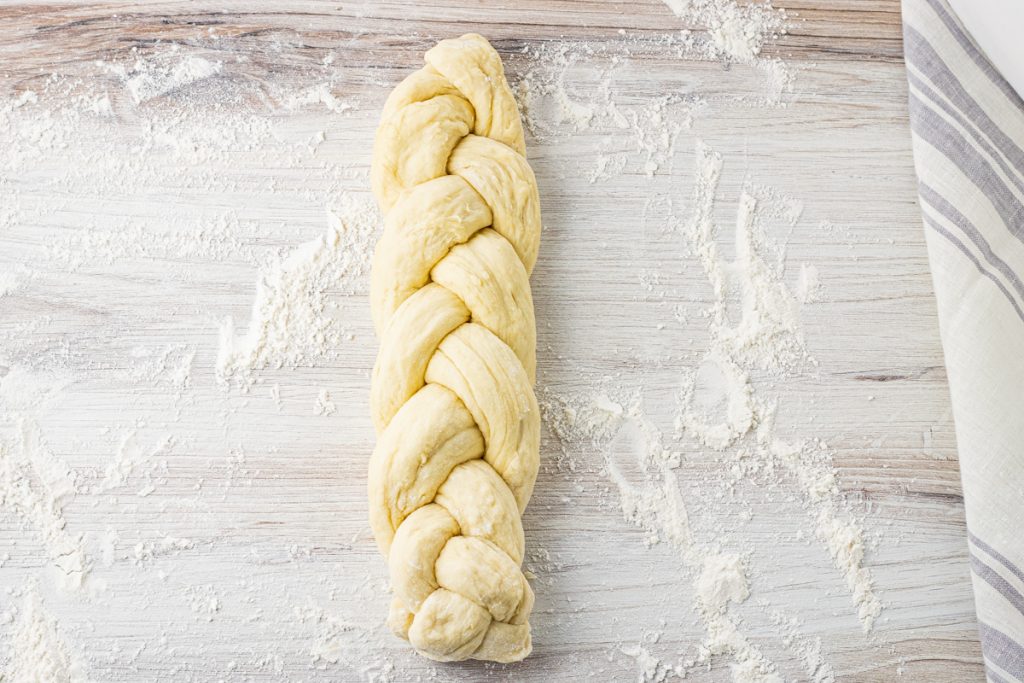 braided loaf of bread dough