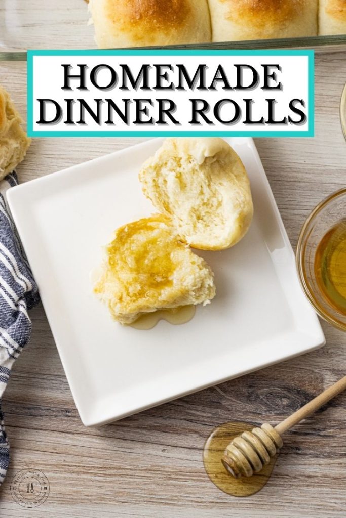 dinner roll split in half and topped with honey 