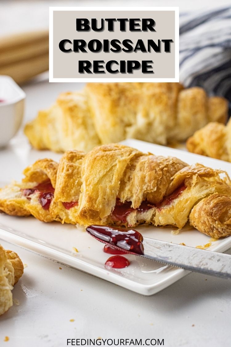Butter Croissants just melt in your mouth. This Homemade Croissant Recipe has layers of buttery goodness, a flaky crust all over the outside and a soft and airy center. Even the begginer baker will feel confident making this simple croissant recipe.