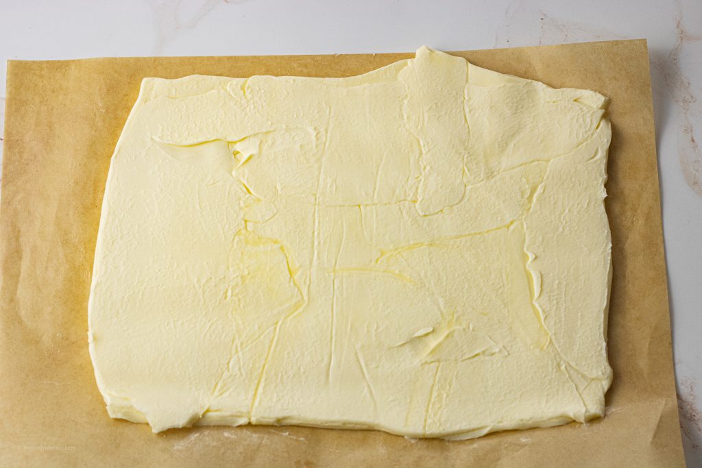 rolled out slab of butter