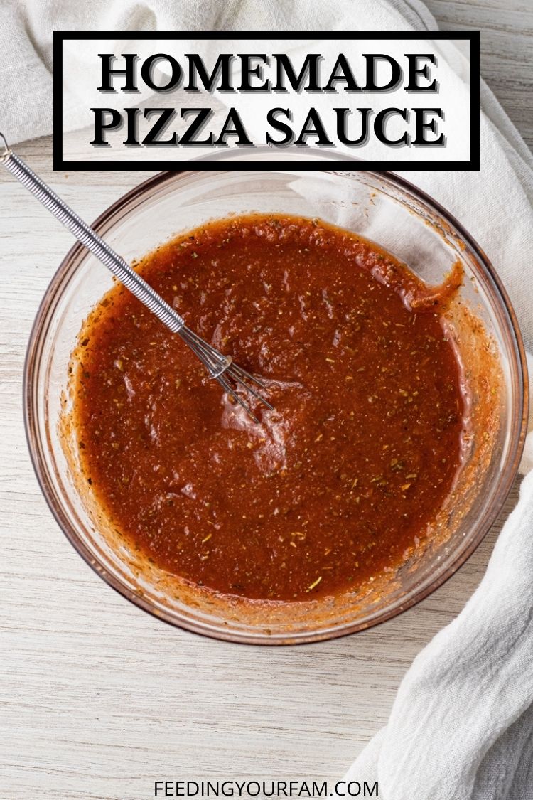 There are so many reasons to have a good Pizza Sauce Recipe on hand!! This recipe for Pizza Sauce is our go to recipe for Homemade Pizza, dipping breadsticks or even calzones. Just a few simple, pantry staple ingredients are all you will need for a delicious homemade pizza sauce.