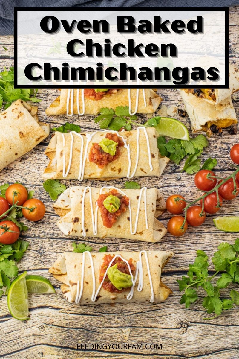 Oven Baked Chicken Chimichangas are stuffed with a cheesy chicken filling and cooked in the oven so the outside is crisp and crunchy with every bite.