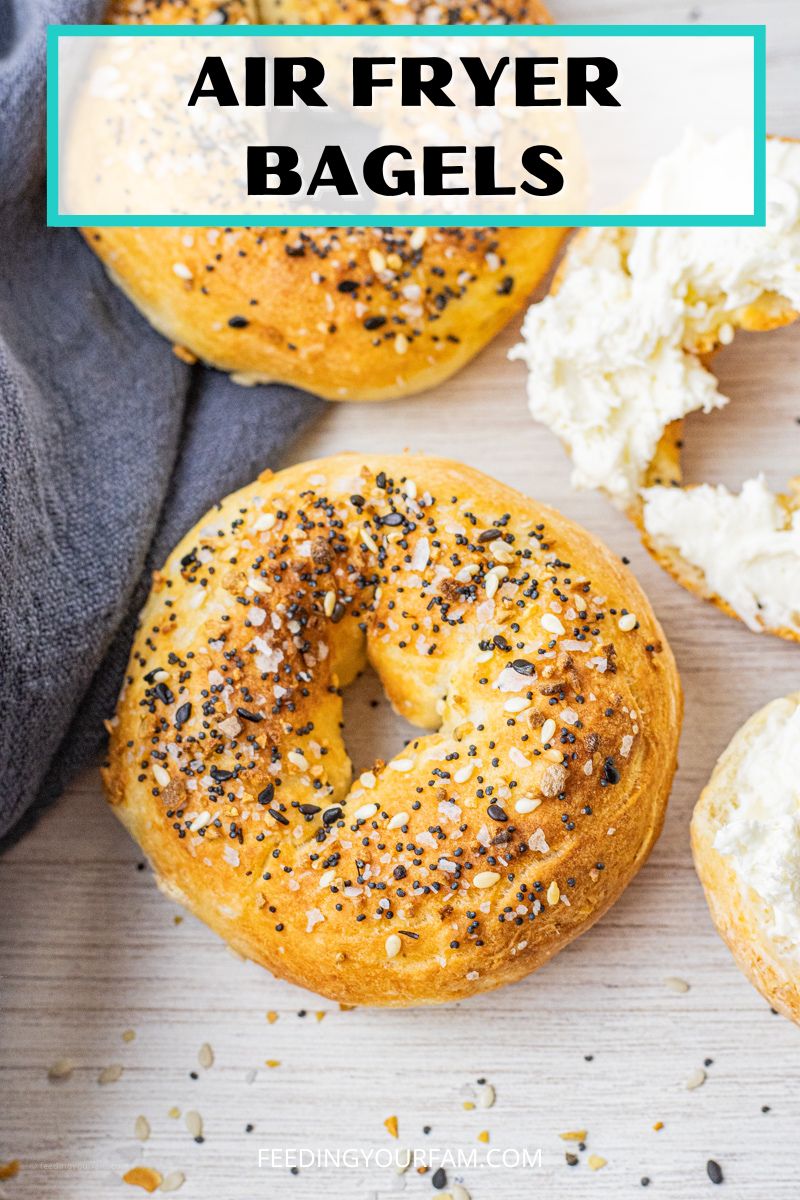 This recipe for Easy Air Fryer Bagels only takes 4 ingredients and 10 minutes to cook. Air Fryer Bagels come out crisp and crunchy on the outside with that soft, chewy center you always want in a bagel.