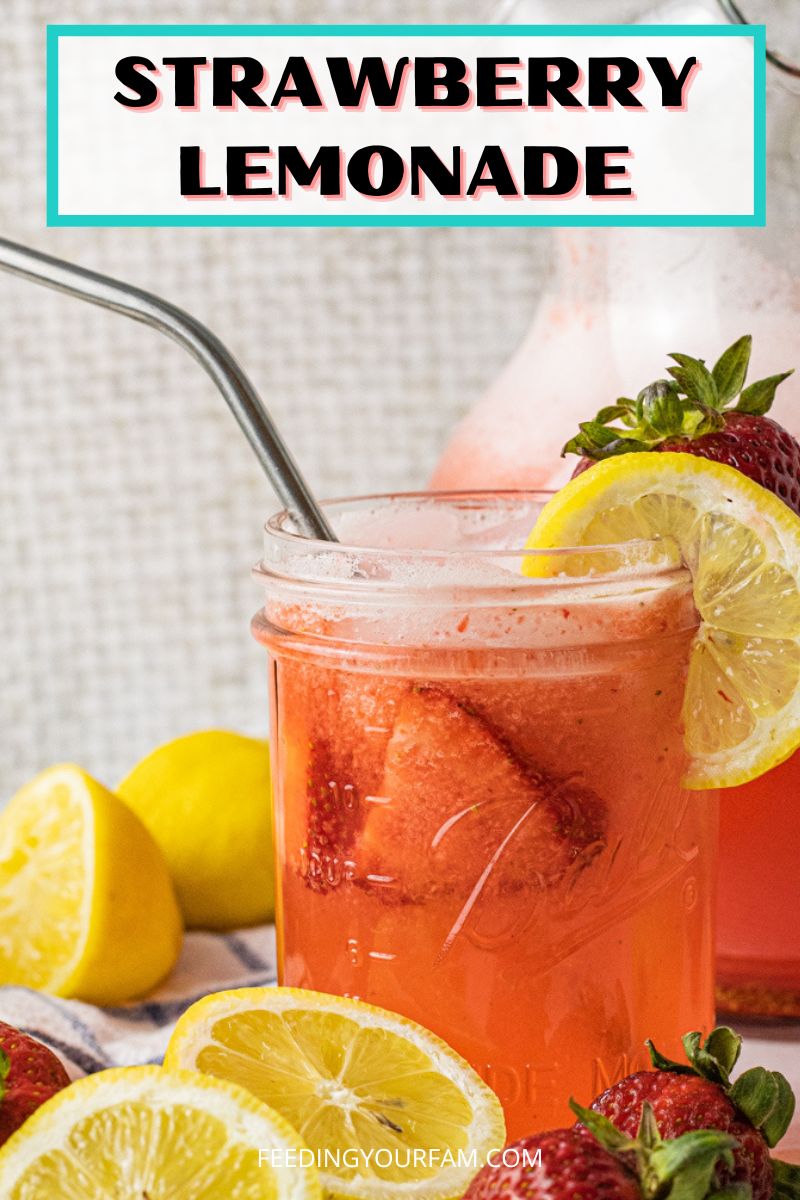 Strawberry Lemonade is such an easy recipe to make at home for the perfect summer drink. All you need is 4 ingredients and you will be sipping delicious homemade lemonade from fresh ingredients.