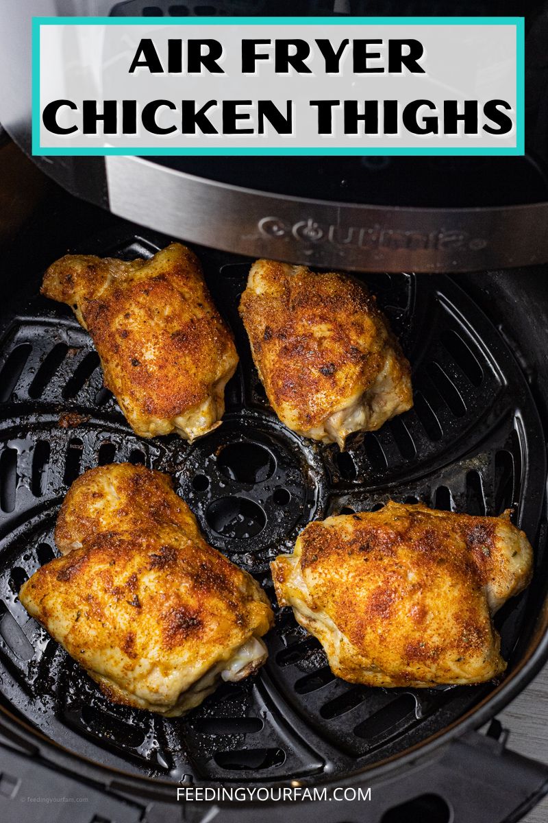 Cooking chicken thighs in the air fryer is quick and easy. With some simple spices and less than 30 minutes, air fryer chicken thighs are a great way to a simple and delicious meal.