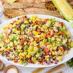corn salad on a large serving platter
